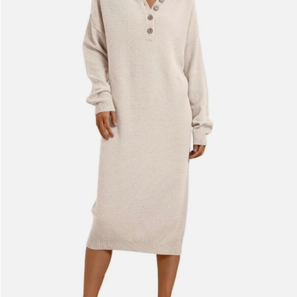 Lillusory Oversized Pullover Sweater Maxi Dress Cream NWT